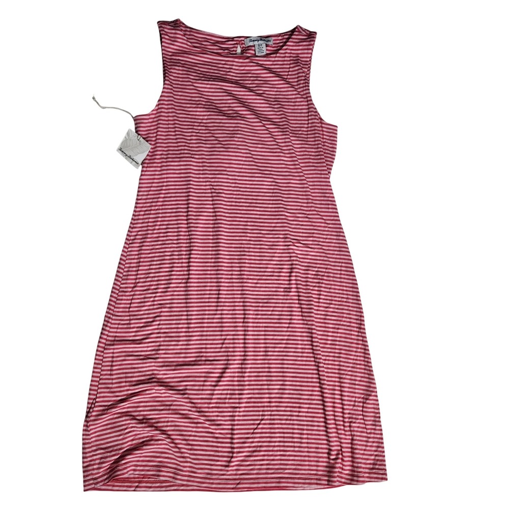 Tommy Bahama Womens Pink White Striped Sleeveless Knit Dress Small NWT